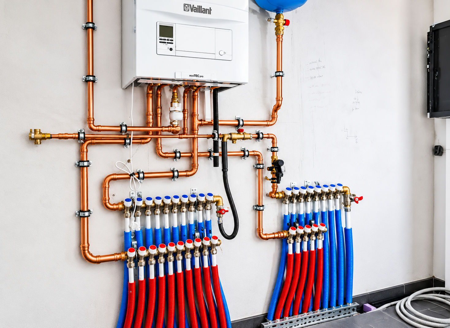 Verwarmingsinstallatie met koperen leidingen